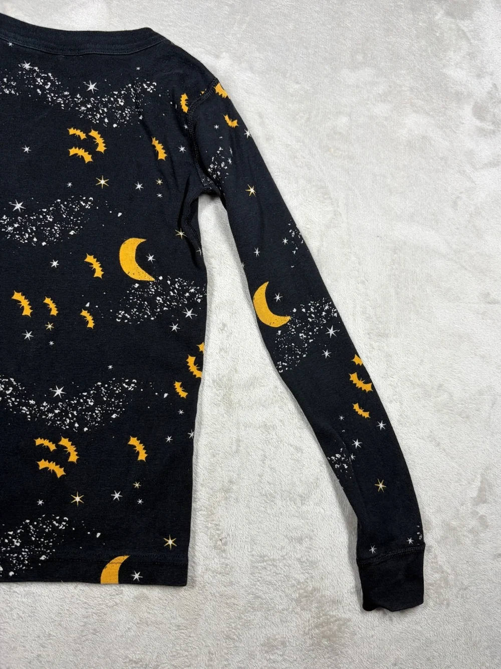 Hanna Andersson Kids Black Stars Bat Moon Midnight Stars Halloween PJ Top Size 8